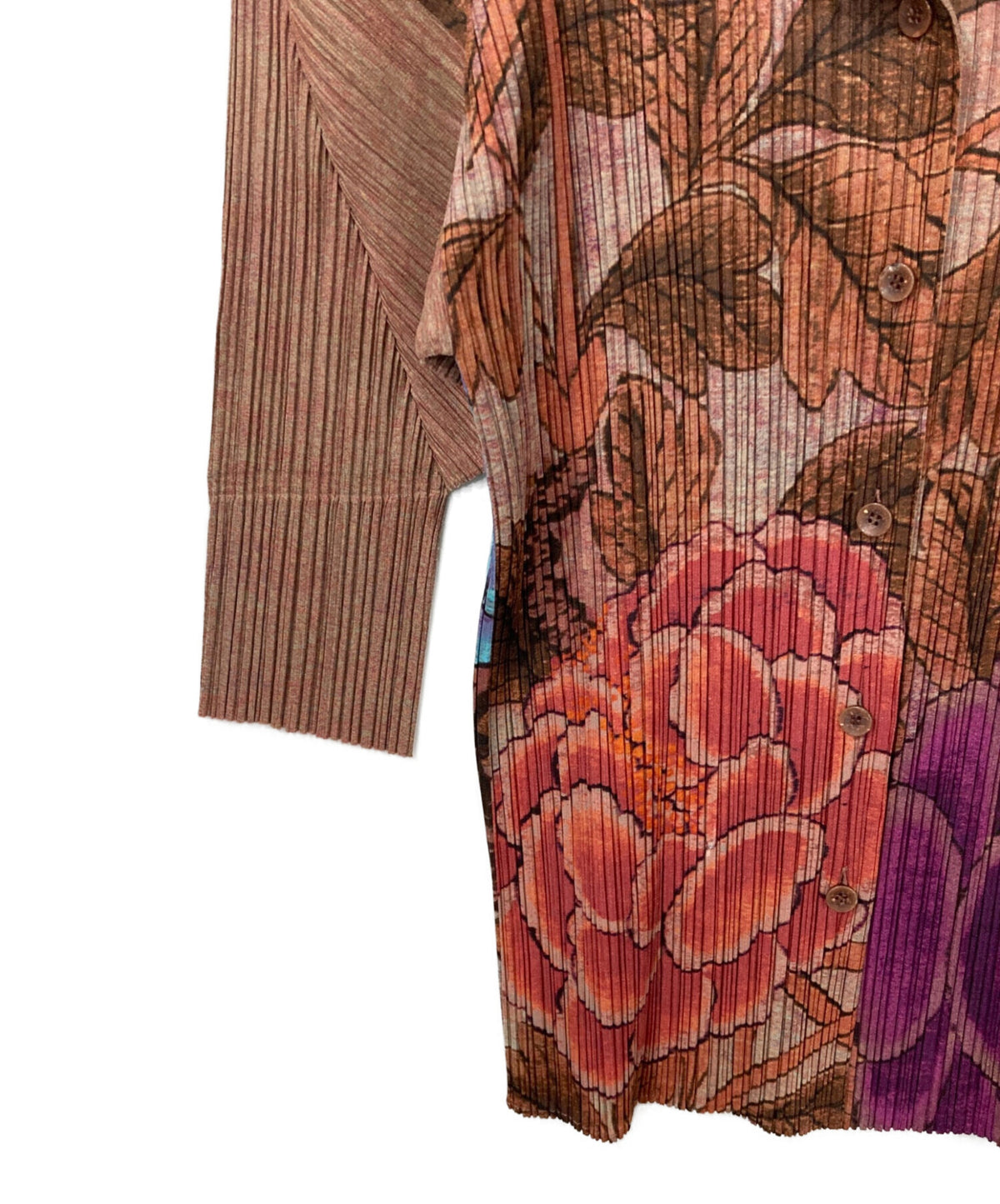 [Pre-owned] PLEATS PLEASE Peony-Print Pleated Shirt PP84-JK724