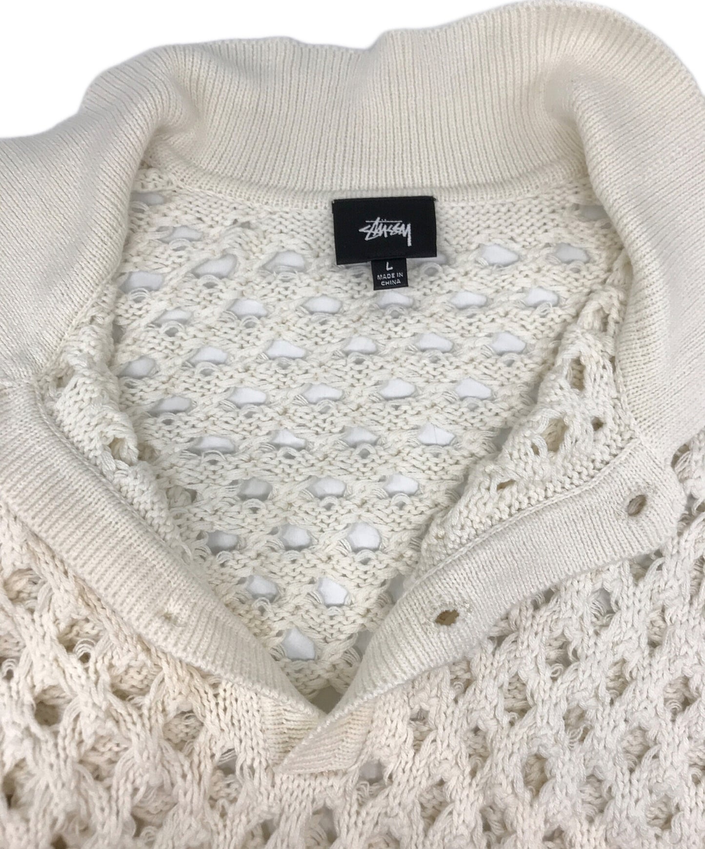 [Pre-owned] stussy Big Mesh Polo Sweater 23SS Short Sleeved Polo Shirt Knit Polo Short Sleeved Cut and Sew Short Sleeved Knit 75261-00