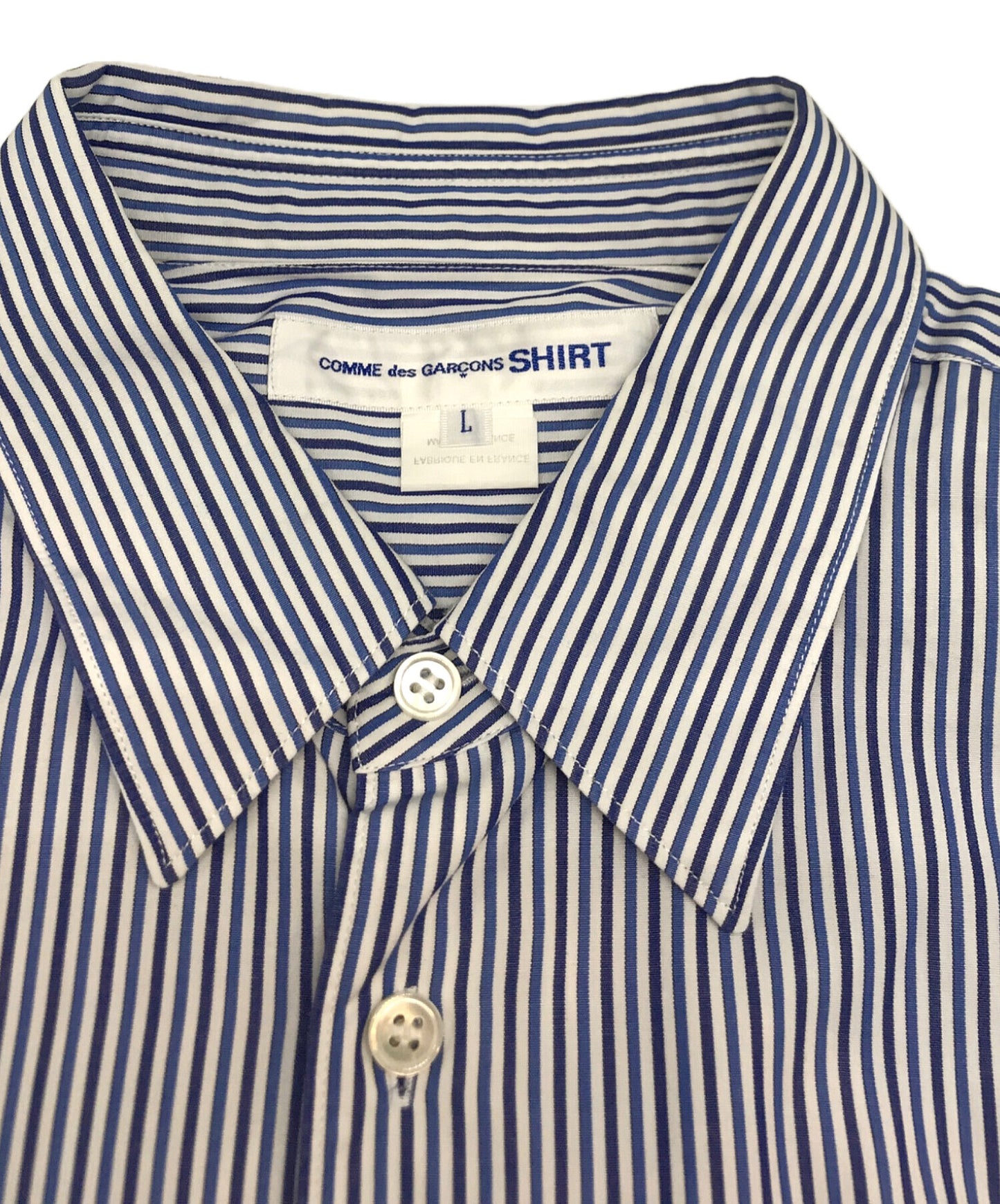 [Pre-owned] COMME des GARCONS SHIRT FOREVER WIDE CLASSIC cotton poplin striped regular collar shirt FZ-B218