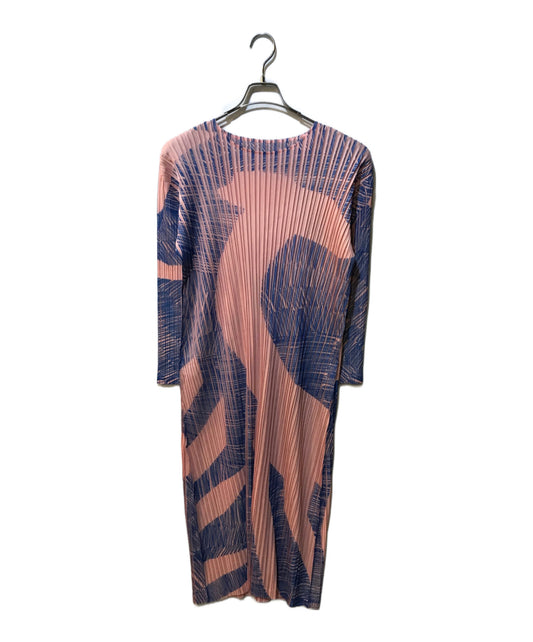 [Pre-owned] PLEATS PLEASE Pleated dress with all-over pattern PP33JH553