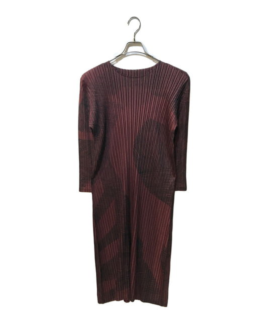 [Pre-owned] PLEATS PLEASE Pleated dress with all-over pattern PP33JH553