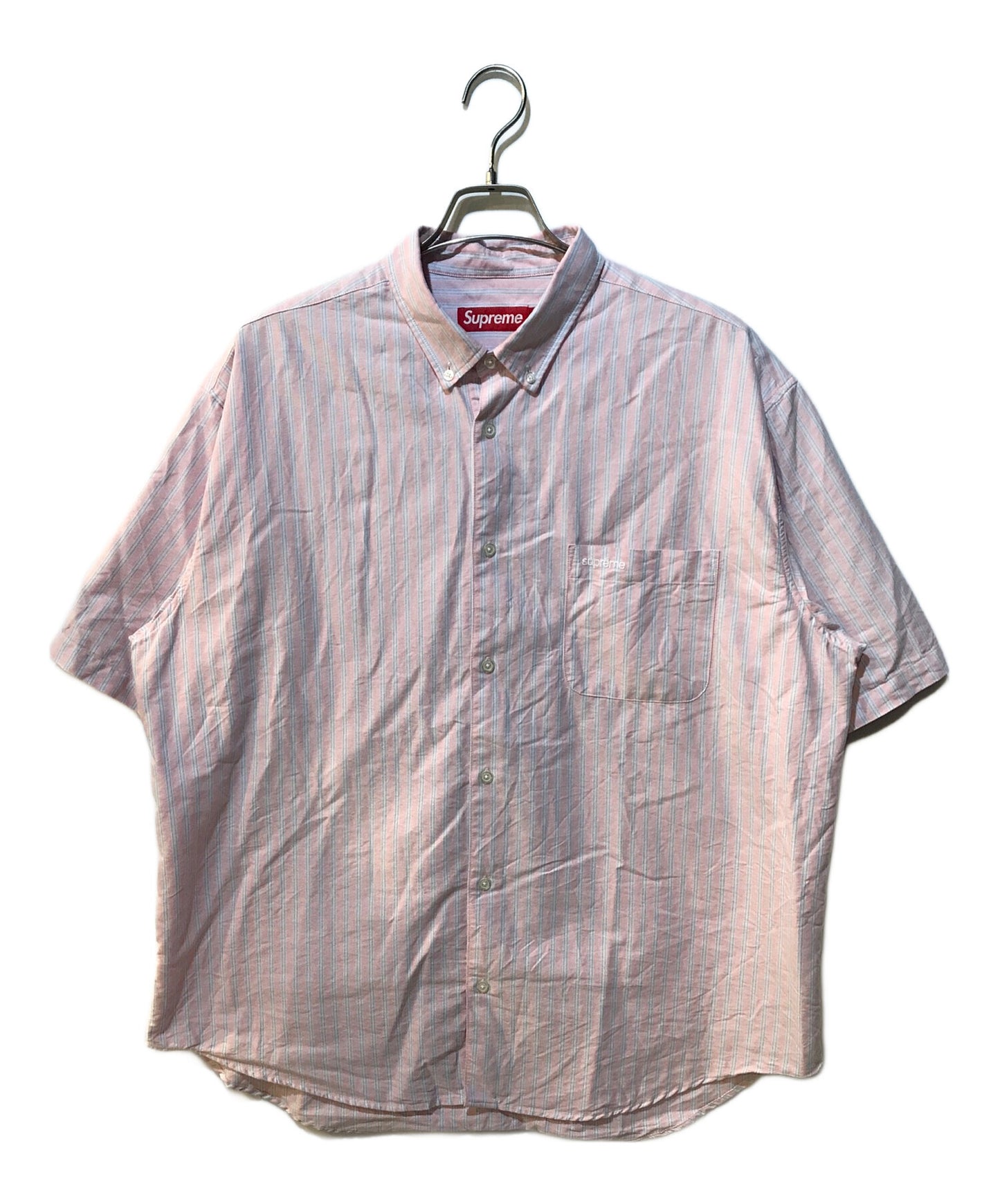 [Pre-owned] SUPREME Loose Fit Oxford S/S Shirt "Pink Stripe"