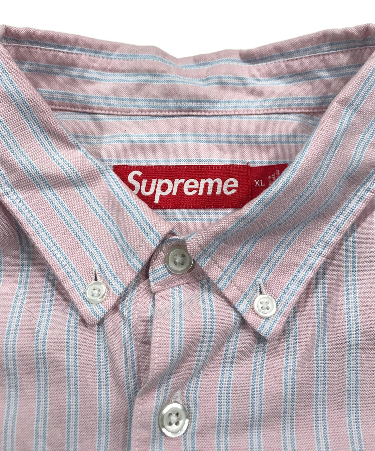 [Pre-owned] SUPREME Loose Fit Oxford S/S Shirt "Pink Stripe"