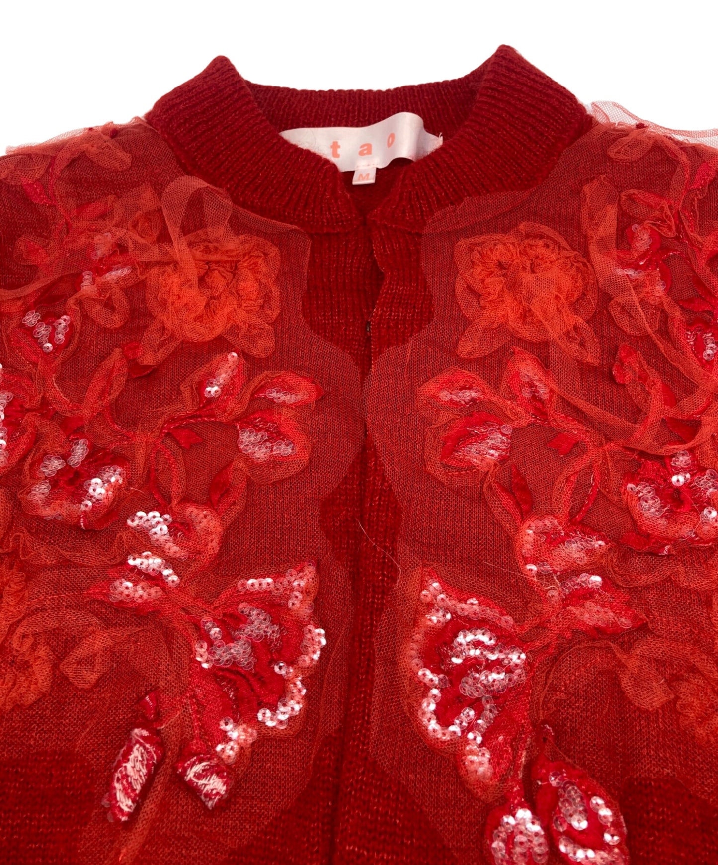[Pre-owned] TAO COMME des GARCONS Wool Knit Cardigan with Tulle Trim TL-N011