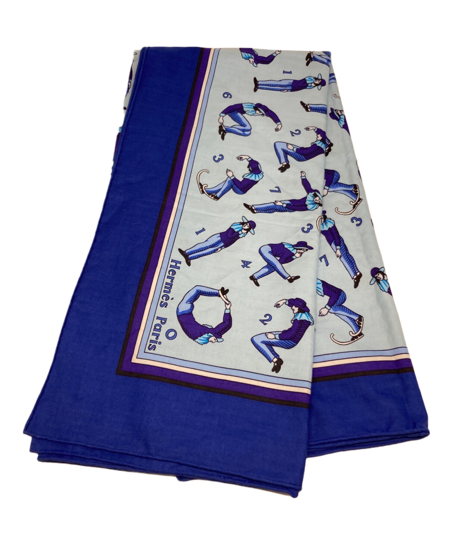 [Pre-owned] HERMES "Human Numbers" Cotton Scarf with Number Pattern