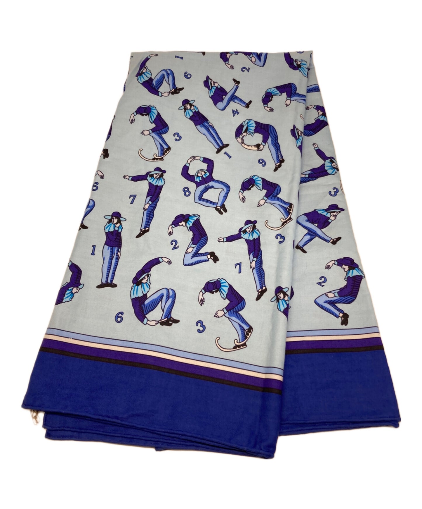 [Pre-owned] HERMES "Human Numbers" Cotton Scarf with Number Pattern