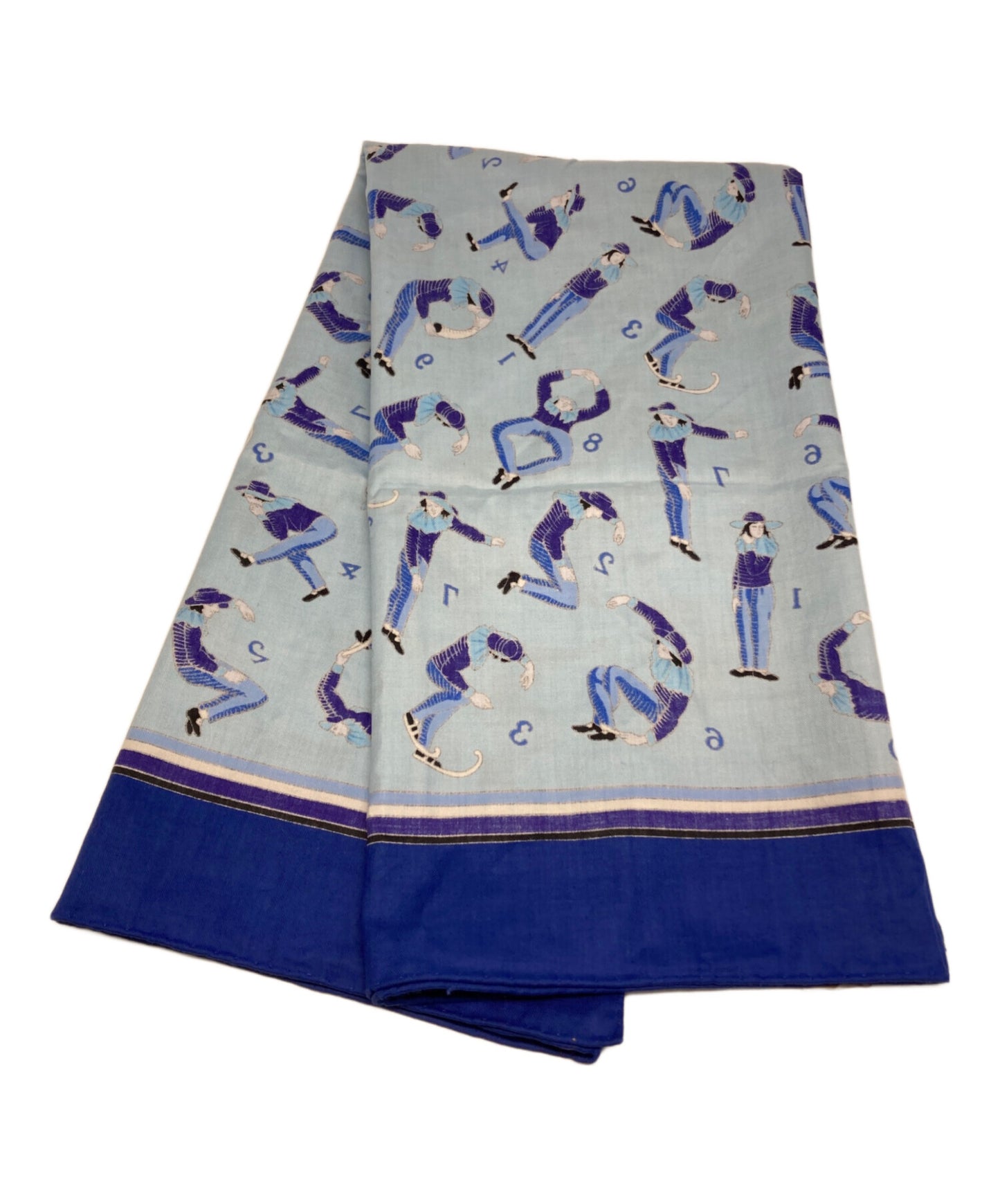 [Pre-owned] HERMES "Human Numbers" Cotton Scarf with Number Pattern