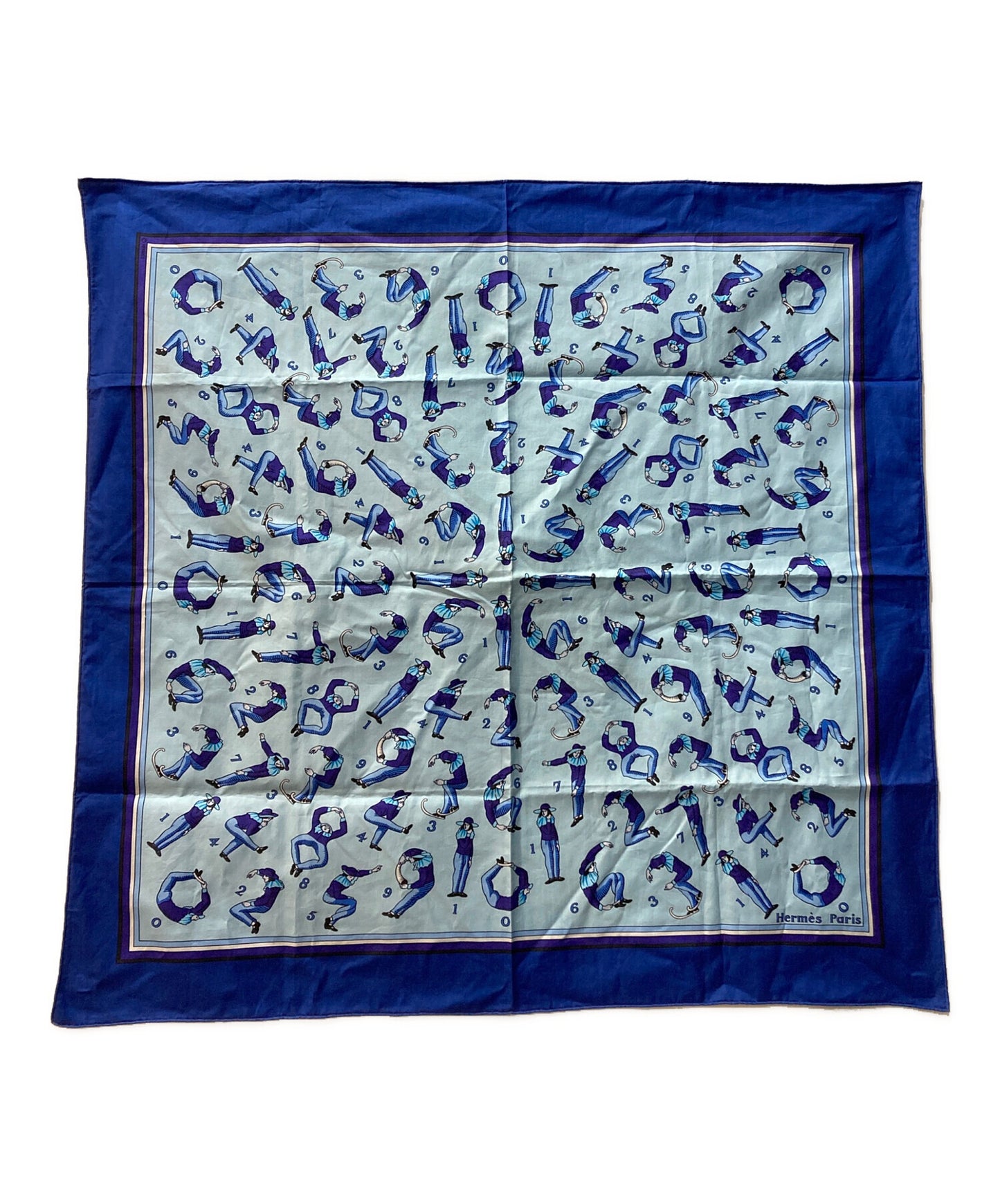 [Pre-owned] HERMES "Human Numbers" Cotton Scarf with Number Pattern