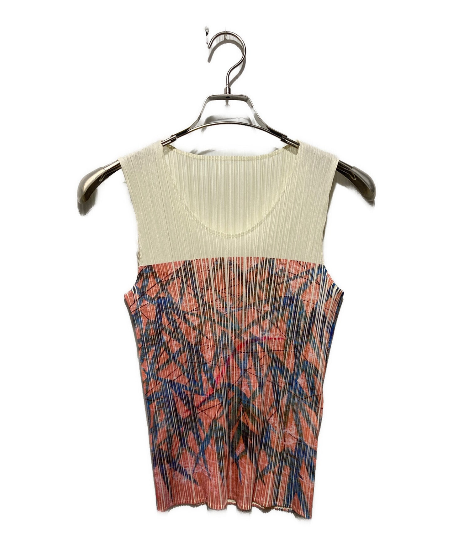 [Pre-owned] PLEATS PLEASE Sleeveless blouse with bamboo leaf motif PP89-JK228