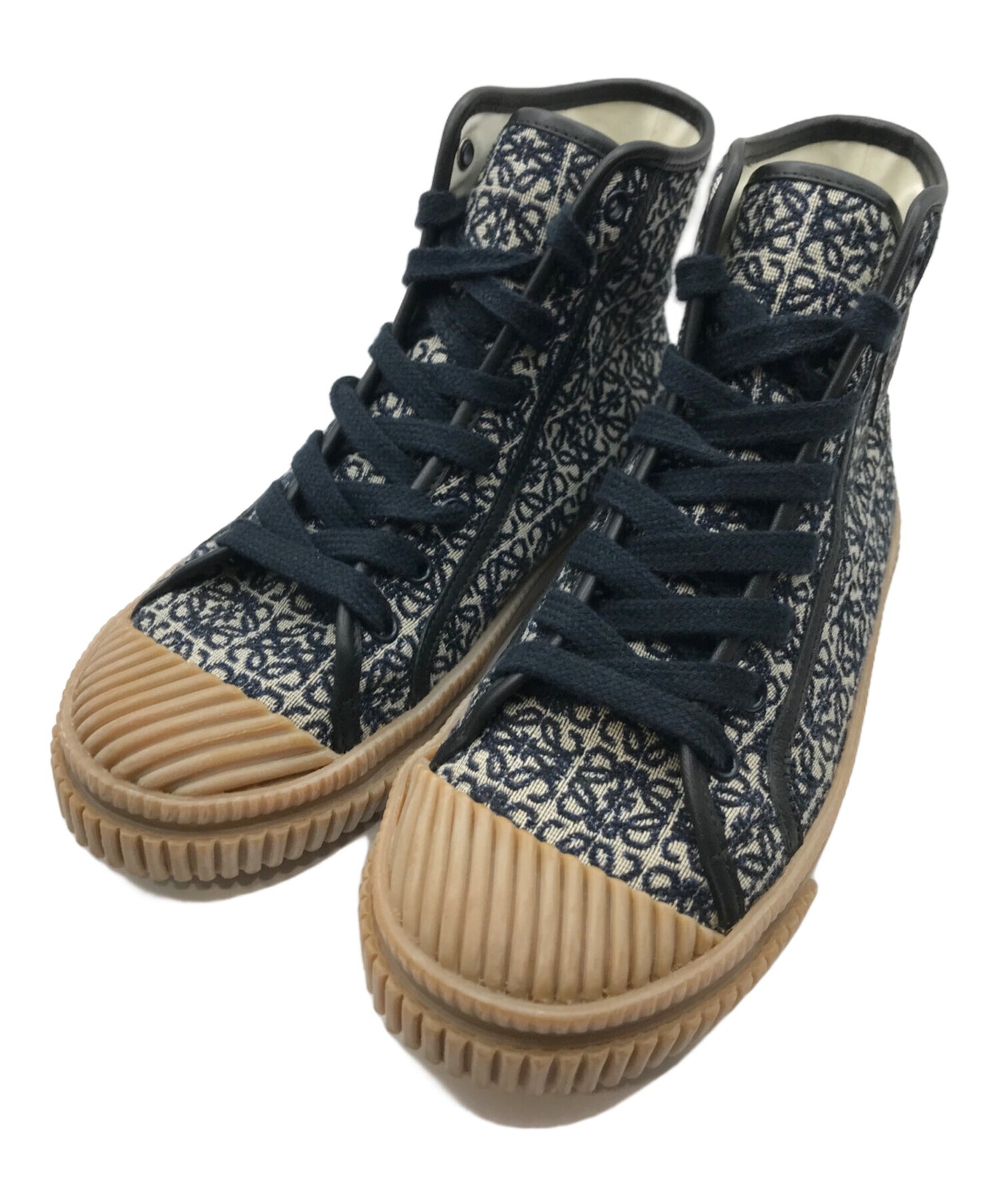 [Pre-owned] LOEWE Anagram Canvas Leather High Cut Sneakers 822106