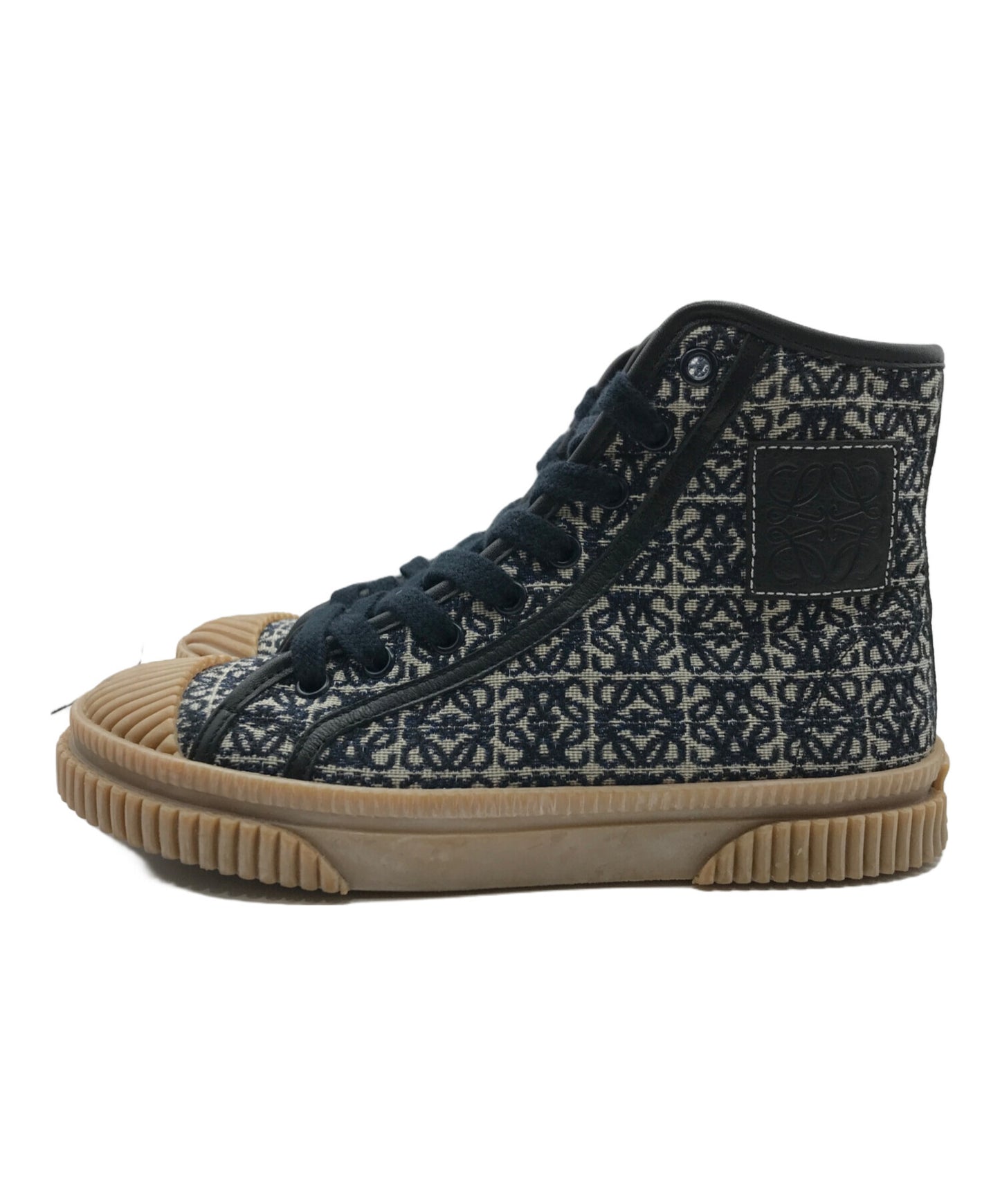 [Pre-owned] LOEWE Anagram Canvas Leather High Cut Sneakers 822106