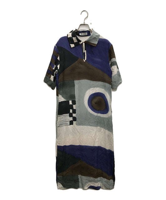 [Pre-owned] ISSEY MIYAKE Silk dress with all-over pattern