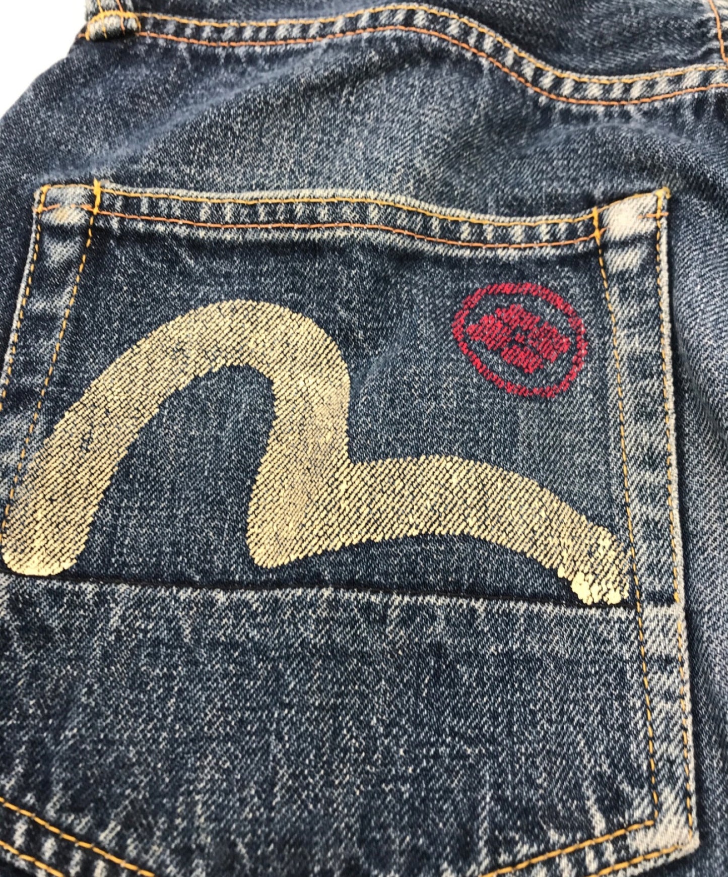 [Pre-owned] EVISU Back Seagull Print Denim Pants