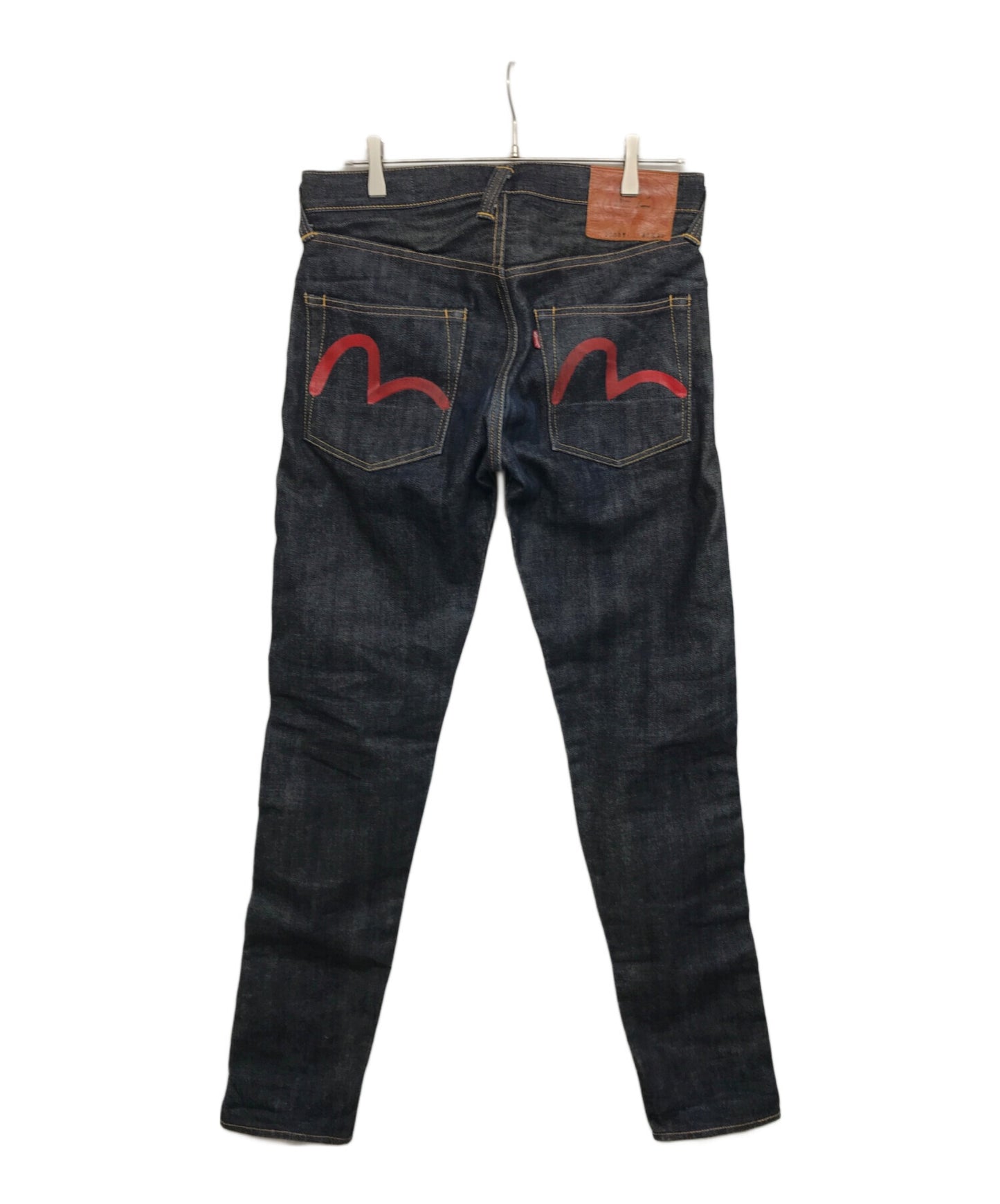 [Pre-owned] EVISU  Lot 2000T Cellbitch seagull painted denim pants, button fly, dark blue crotch ribbing, slim tapered fit 2000T