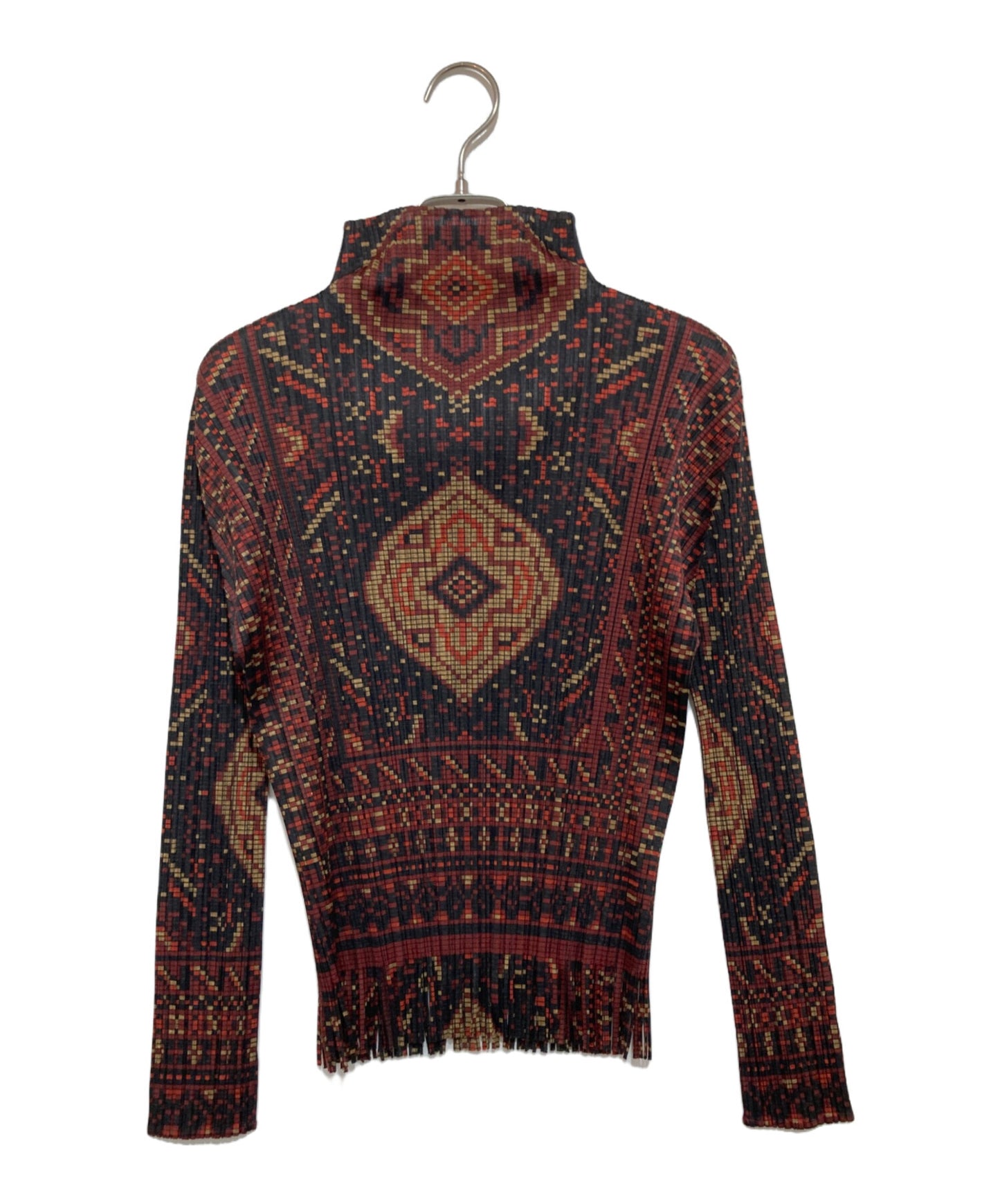 [Pre-owned] PLEATS PLEASE Fringe-pleated blouse with all-over pattern PP63-JK711