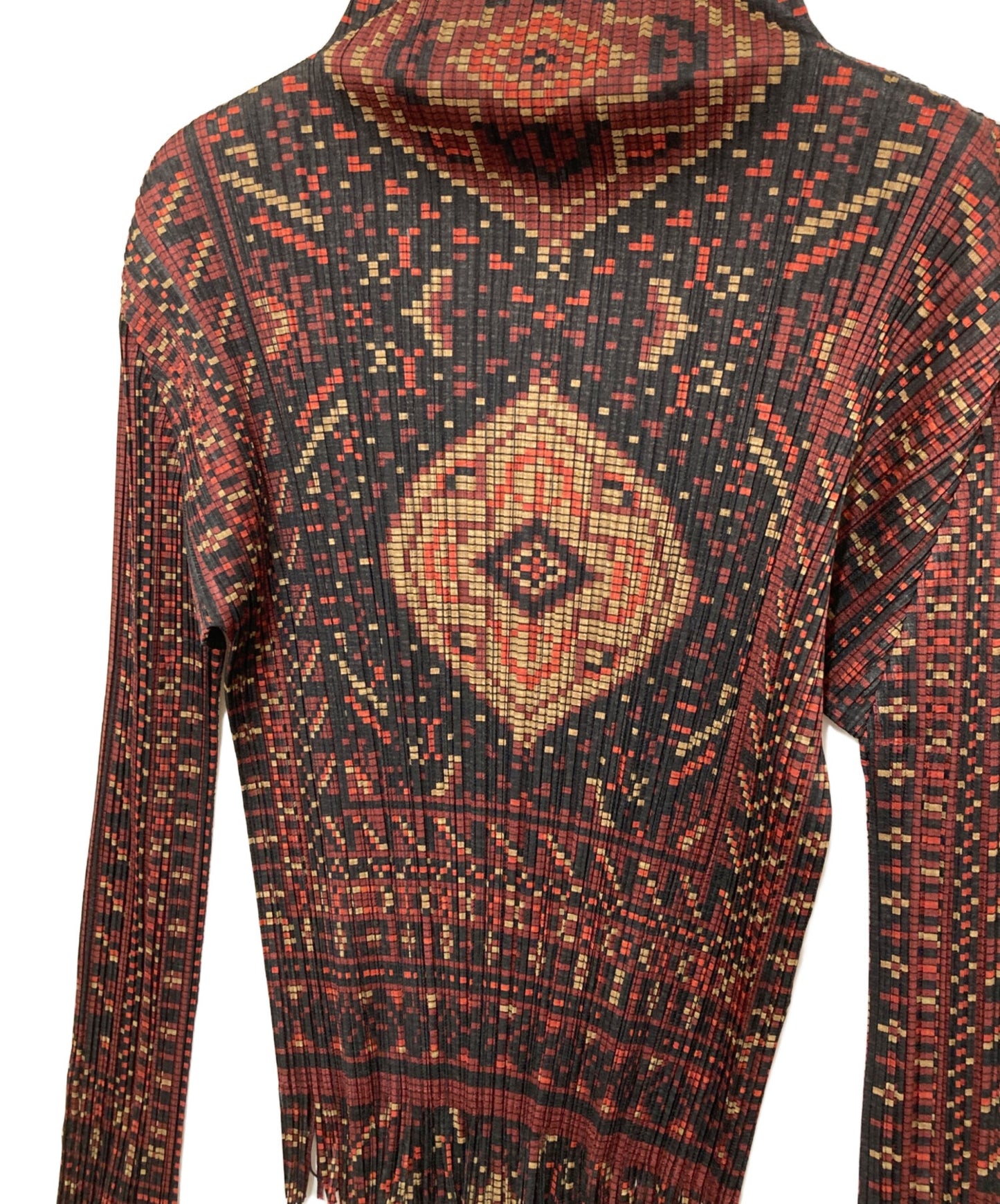 [Pre-owned] PLEATS PLEASE Fringe-pleated blouse with all-over pattern PP63-JK711