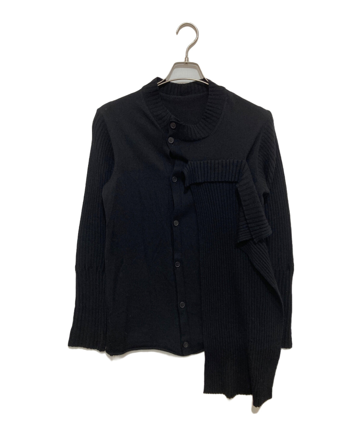 [Pre-owned] YOHJI YAMAMOTO PLAIN RIB FRONT D CLOTH CARDIGAN Ribbed cardigan F0-K32-183 F0-K32-183