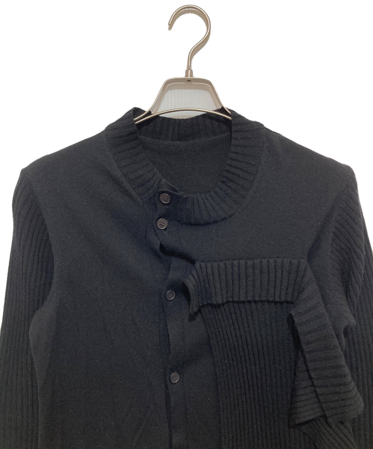 [Pre-owned] YOHJI YAMAMOTO PLAIN RIB FRONT D CLOTH CARDIGAN Ribbed cardigan F0-K32-183 F0-K32-183