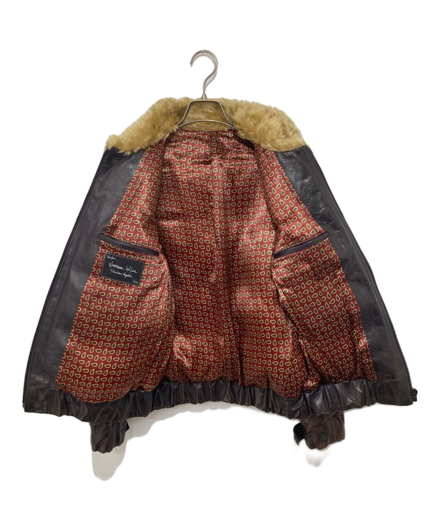[Pre-owned] NUMBER (N)INE 03AW cart period leather down puffer flight jacket