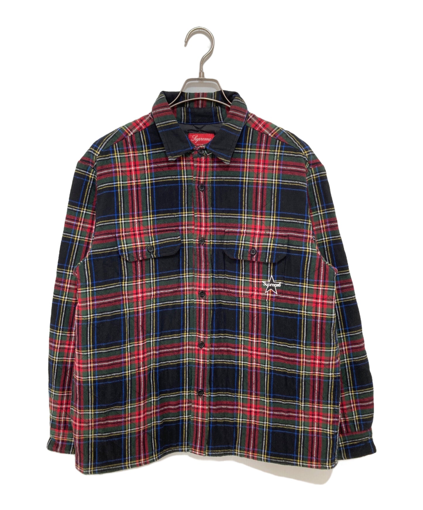 [Pre-owned] SUPREME Quilted Plaid Flannel Shirt 21FW