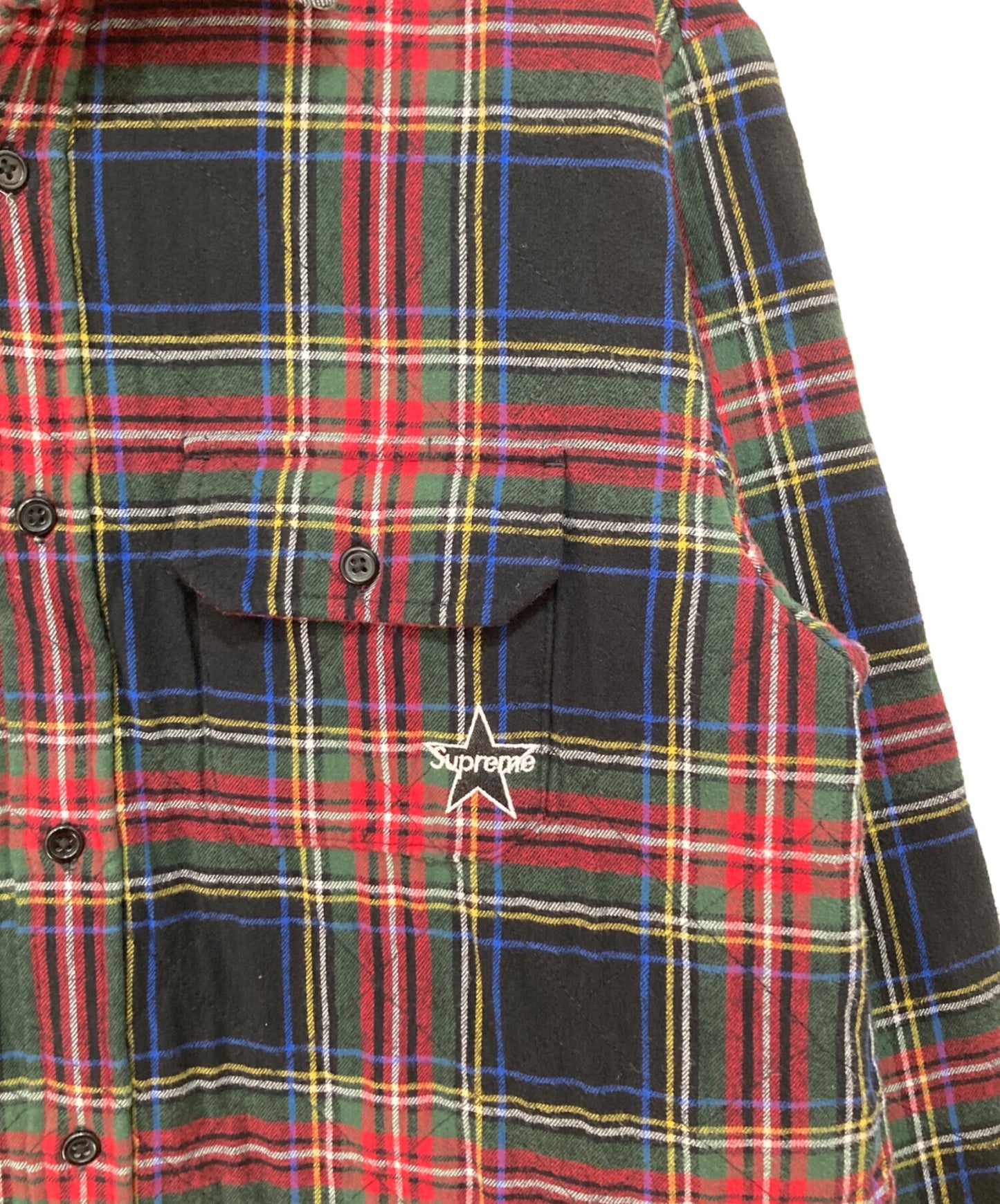 [Pre-owned] SUPREME Quilted Plaid Flannel Shirt 21FW