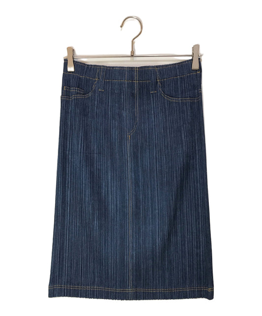 [Pre-owned] PLEATS PLEASE Denim Transfer Print Pleated Skirt PP75-JG021