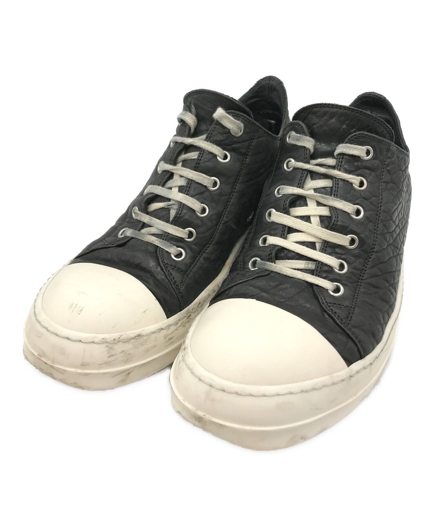 [Pre-owned] RICK OWENS RAMONES LOW Leather Low Cut Sneakers RU02B2891LBB