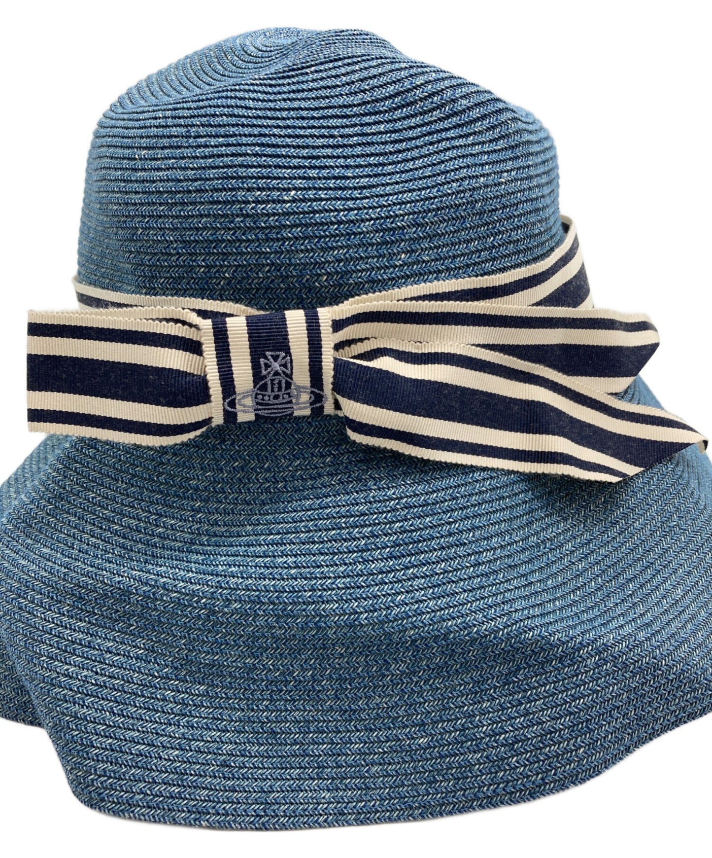 [Pre-owned] Vivienne Westwood Straw hat with orb-embroidered ribbon