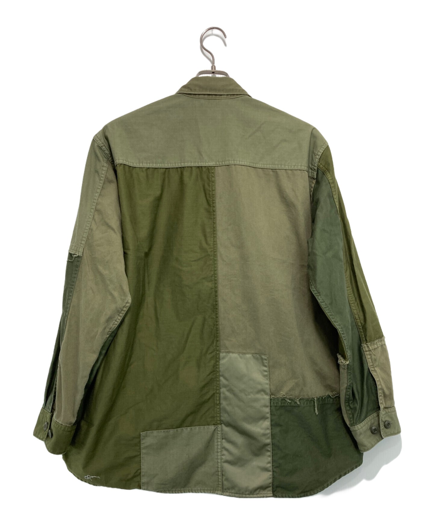 [Pre-owned] COMME des GARCONS HOMME Cotton Katsuragi Multi-Material Mix Product Finish Military Patchwork Long-Sleeved Shirt HJ-B011