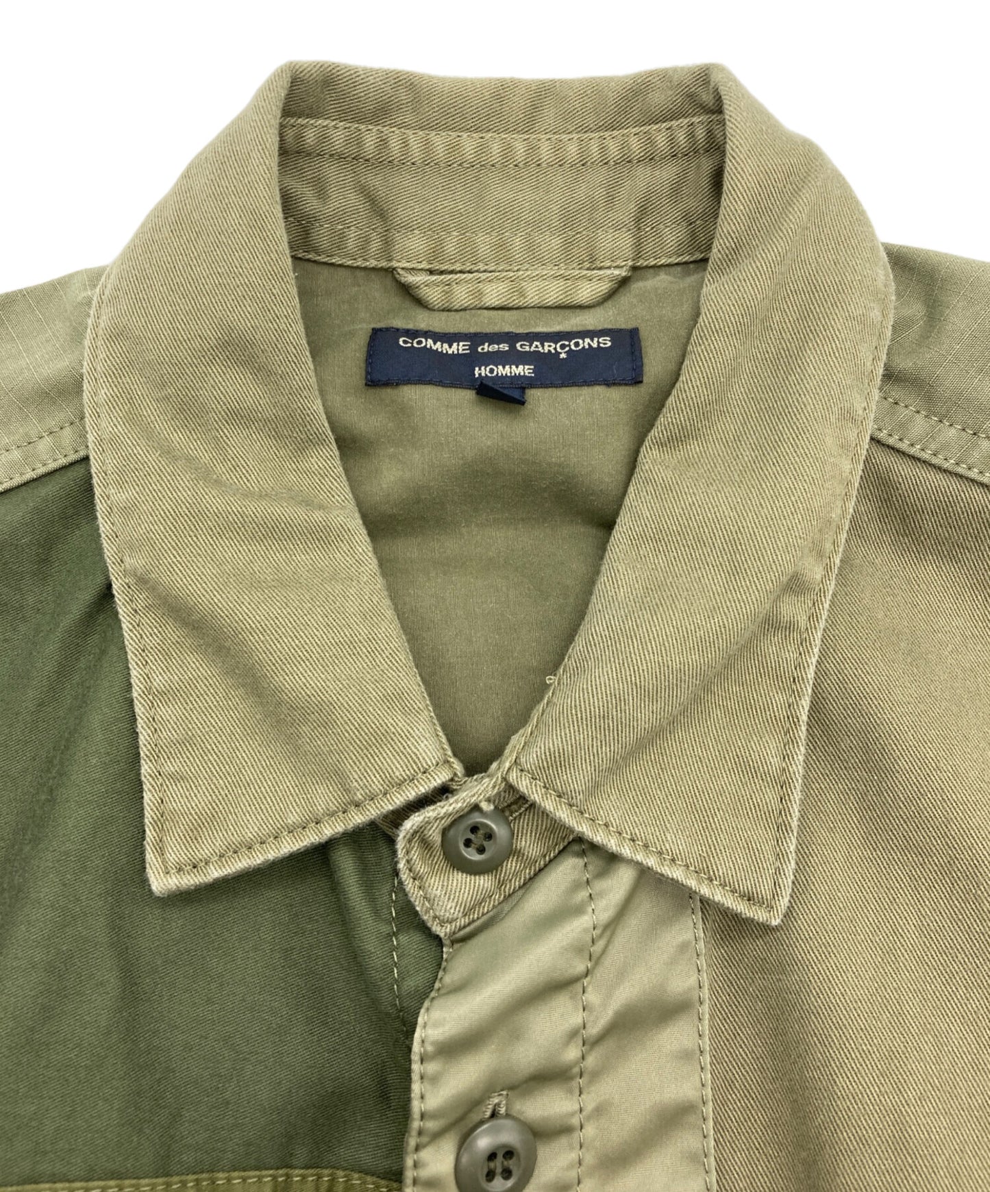 [Pre-owned] COMME des GARCONS HOMME Cotton Katsuragi Multi-Material Mix Product Finish Military Patchwork Long-Sleeved Shirt HJ-B011
