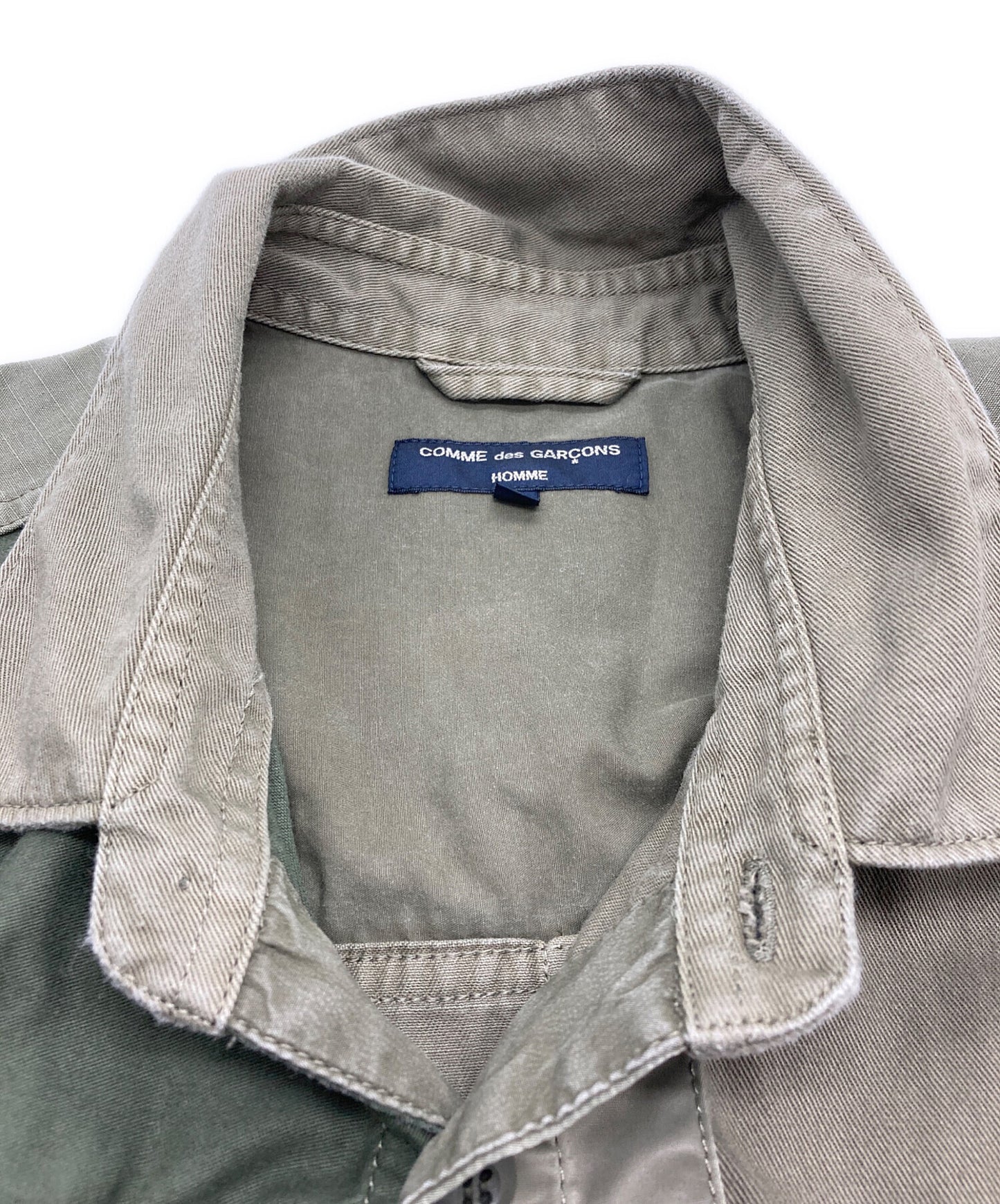 [Pre-owned] COMME des GARCONS HOMME Cotton Katsuragi Multi-Material Mix Product Finish Military Patchwork Long-Sleeved Shirt HJ-B011