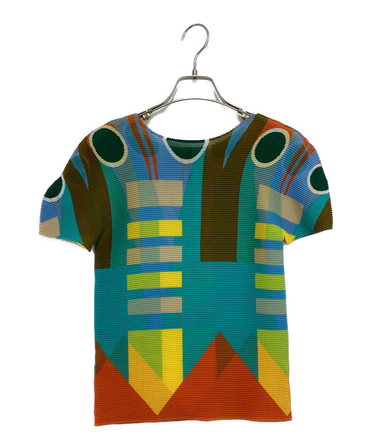 [Pre-owned] me ISSEY MIYAKE All-Over Print Pleated T-Shirt MI01FK356, Short-Sleeve MI01FK356