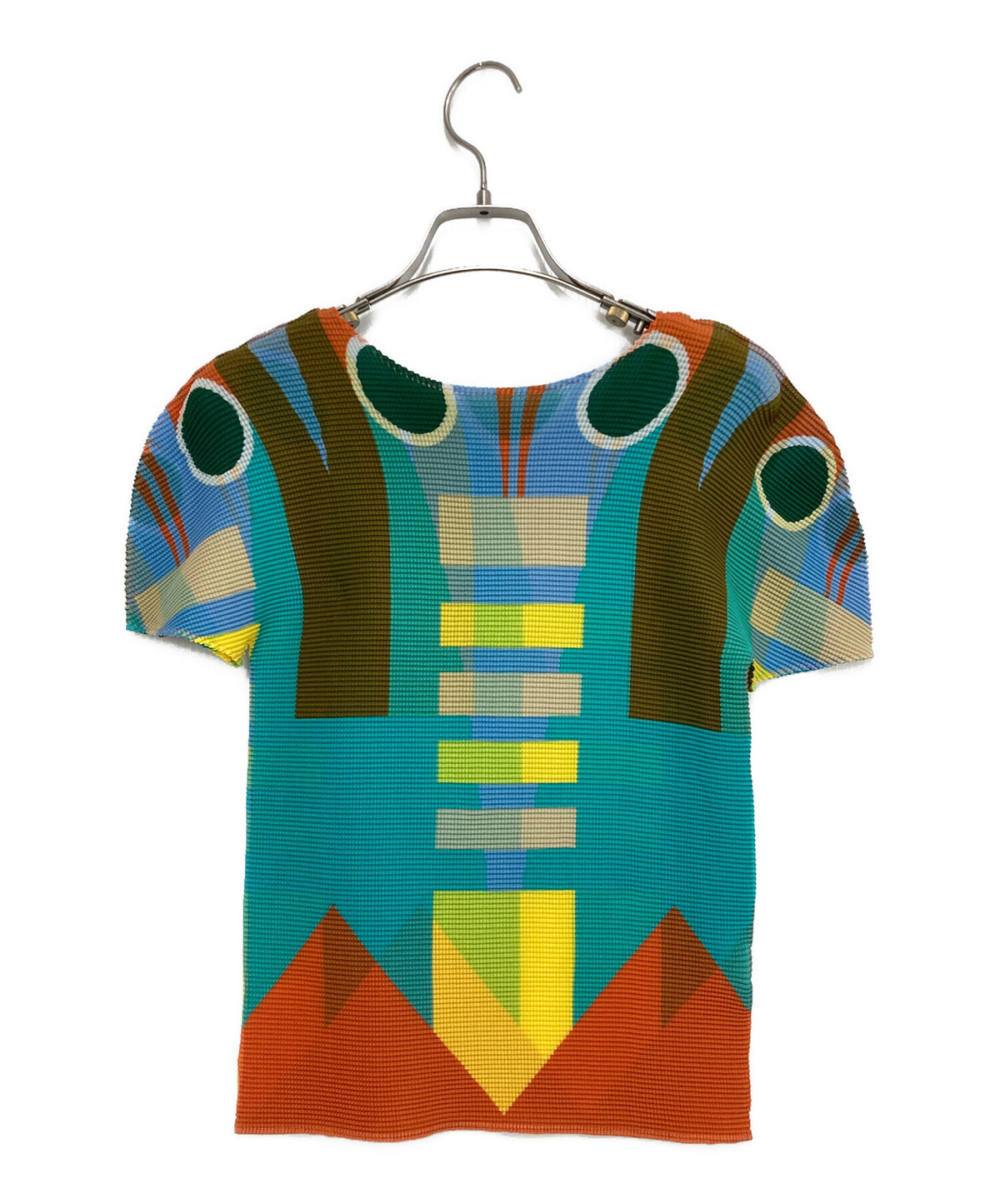 [Pre-owned] me ISSEY MIYAKE All-Over Print Pleated T-Shirt MI01FK356, Short-Sleeve MI01FK356