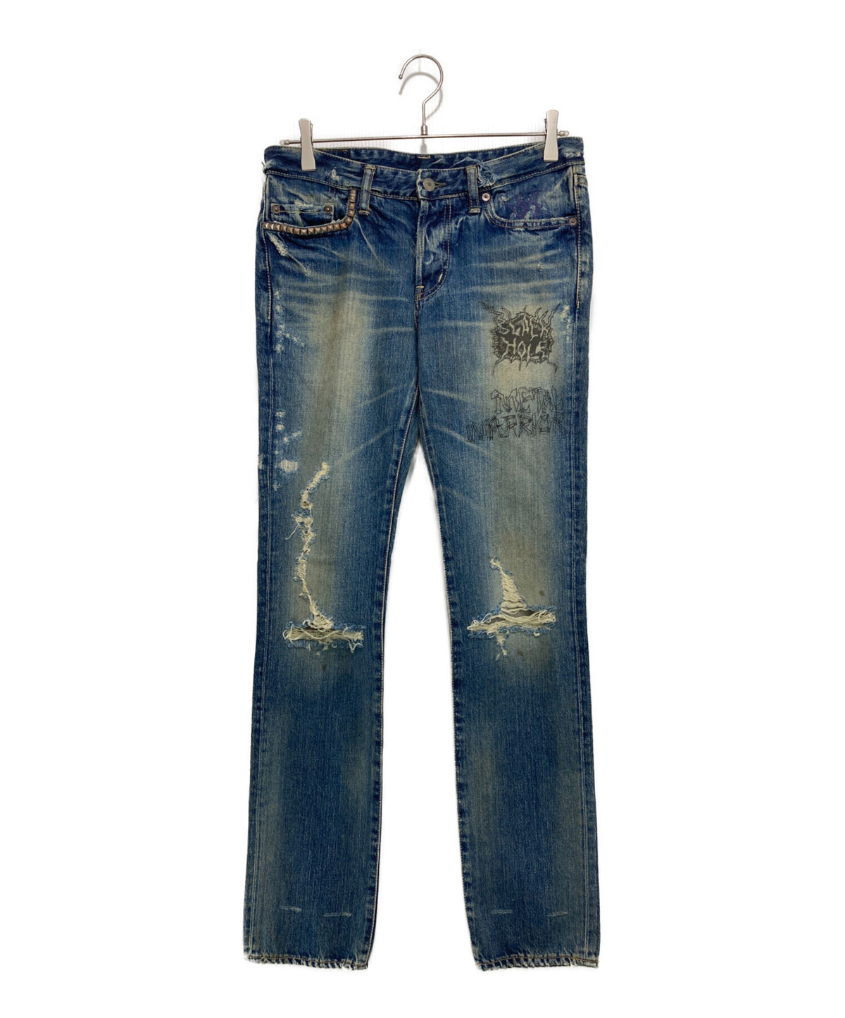 [Pre-owned] Hysteric Glamour Distressed Studded Denim Pants 4AP-1802