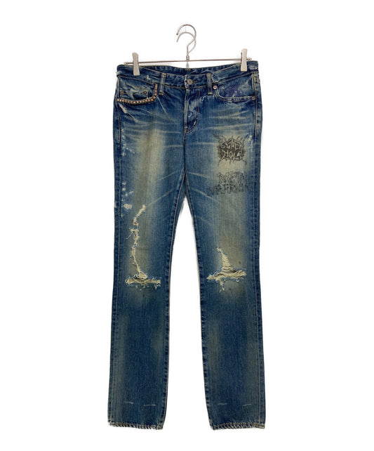 [Pre-owned] Hysteric Glamour Distressed Studded Denim Pants 4AP-1802