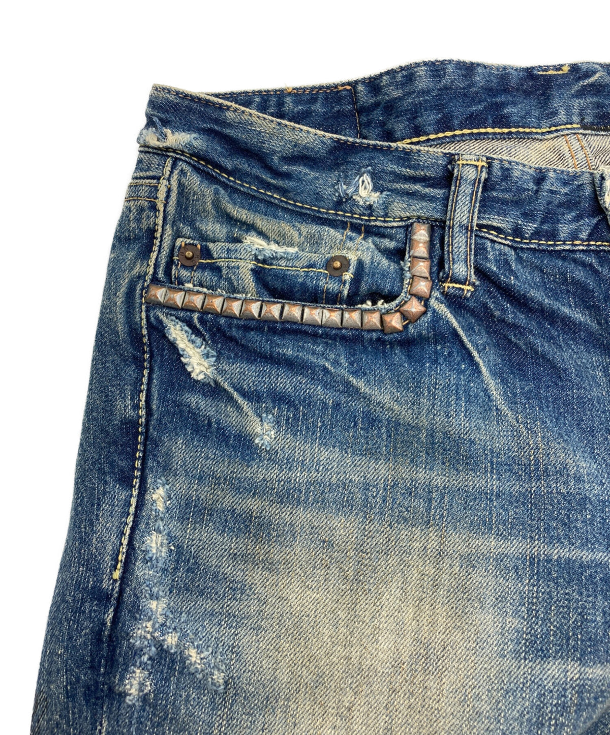 [Pre-owned] Hysteric Glamour Distressed Studded Denim Pants 4AP-1802