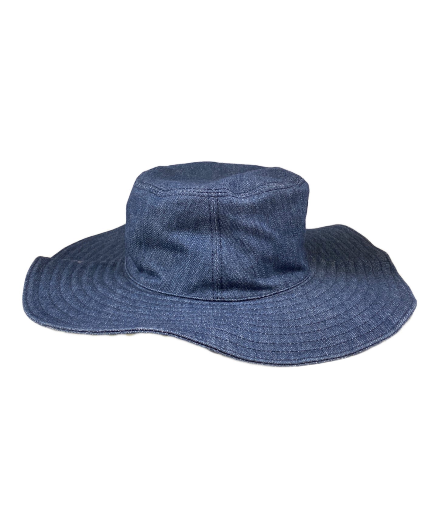 [Pre-owned] PRADA Logo Plate Denim Bucket Hat 1HC250