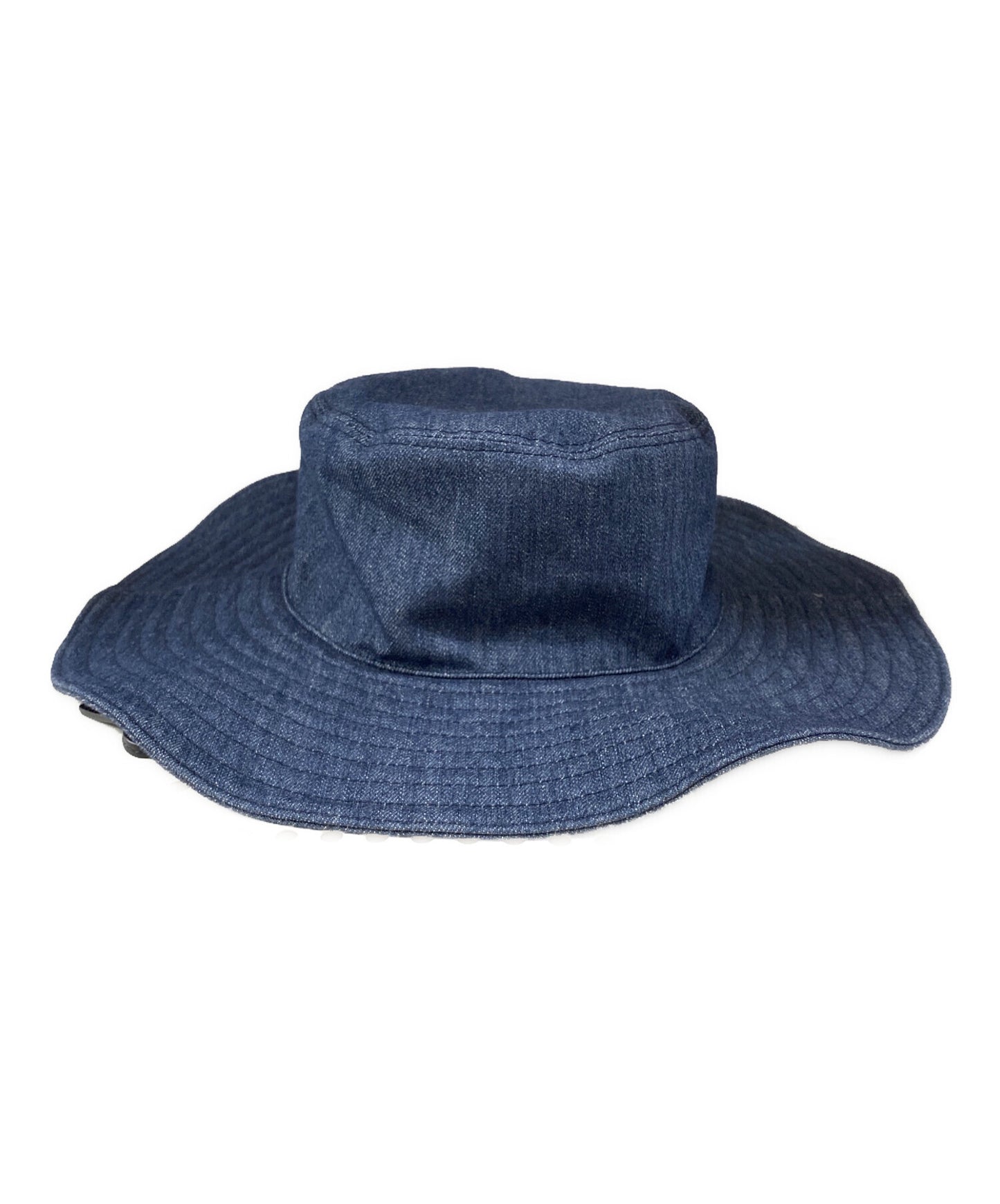 [Pre-owned] PRADA Logo Plate Denim Bucket Hat 1HC250