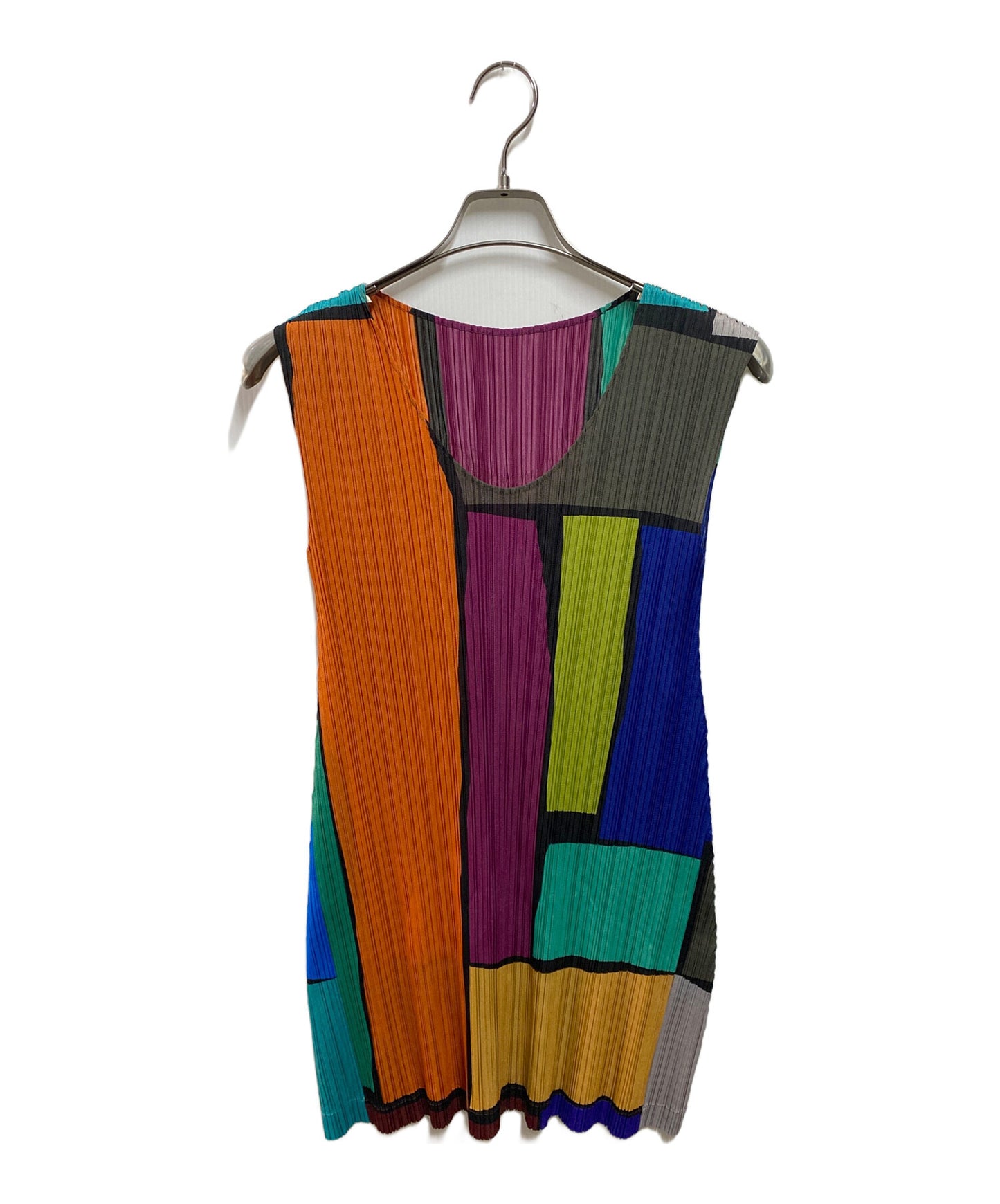 [Pre-owned] PLEATS PLEASE Pleated multicolor sleeveless dress PP61-JT736