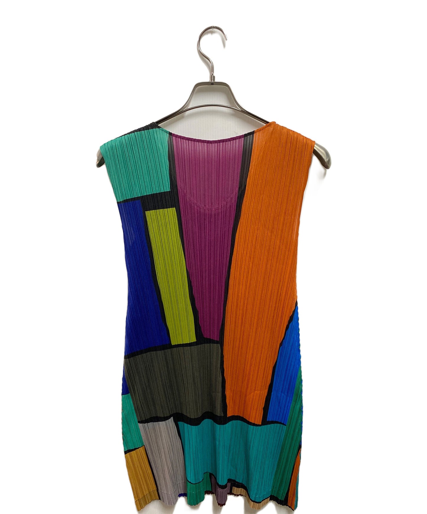 [Pre-owned] PLEATS PLEASE Pleated multicolor sleeveless dress PP61-JT736