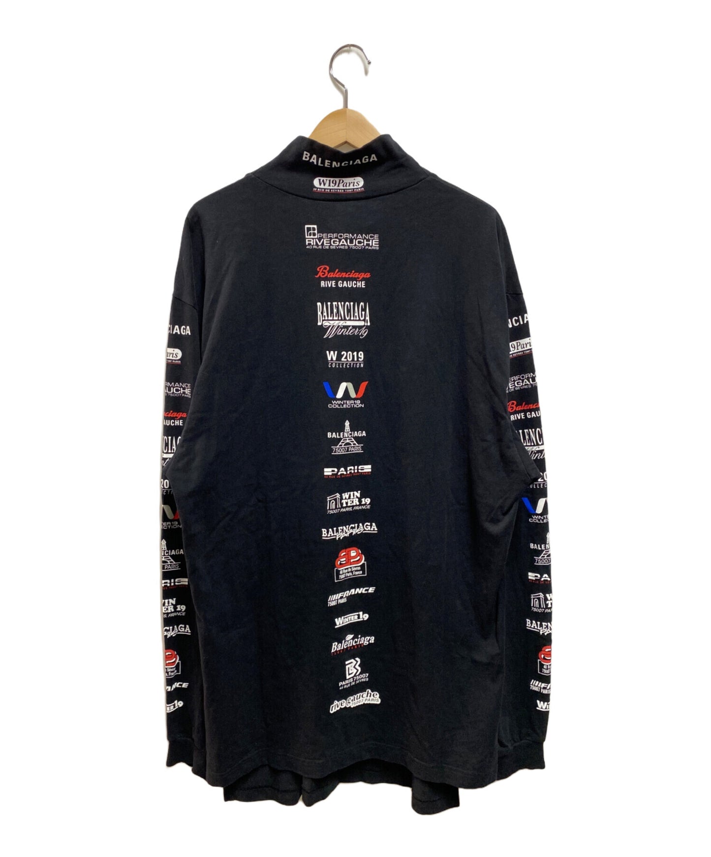 [Pre-owned] BALENCIAGA MULTI LOGO HI-NECK OVERSIZED LS TEE 594582 TGV79