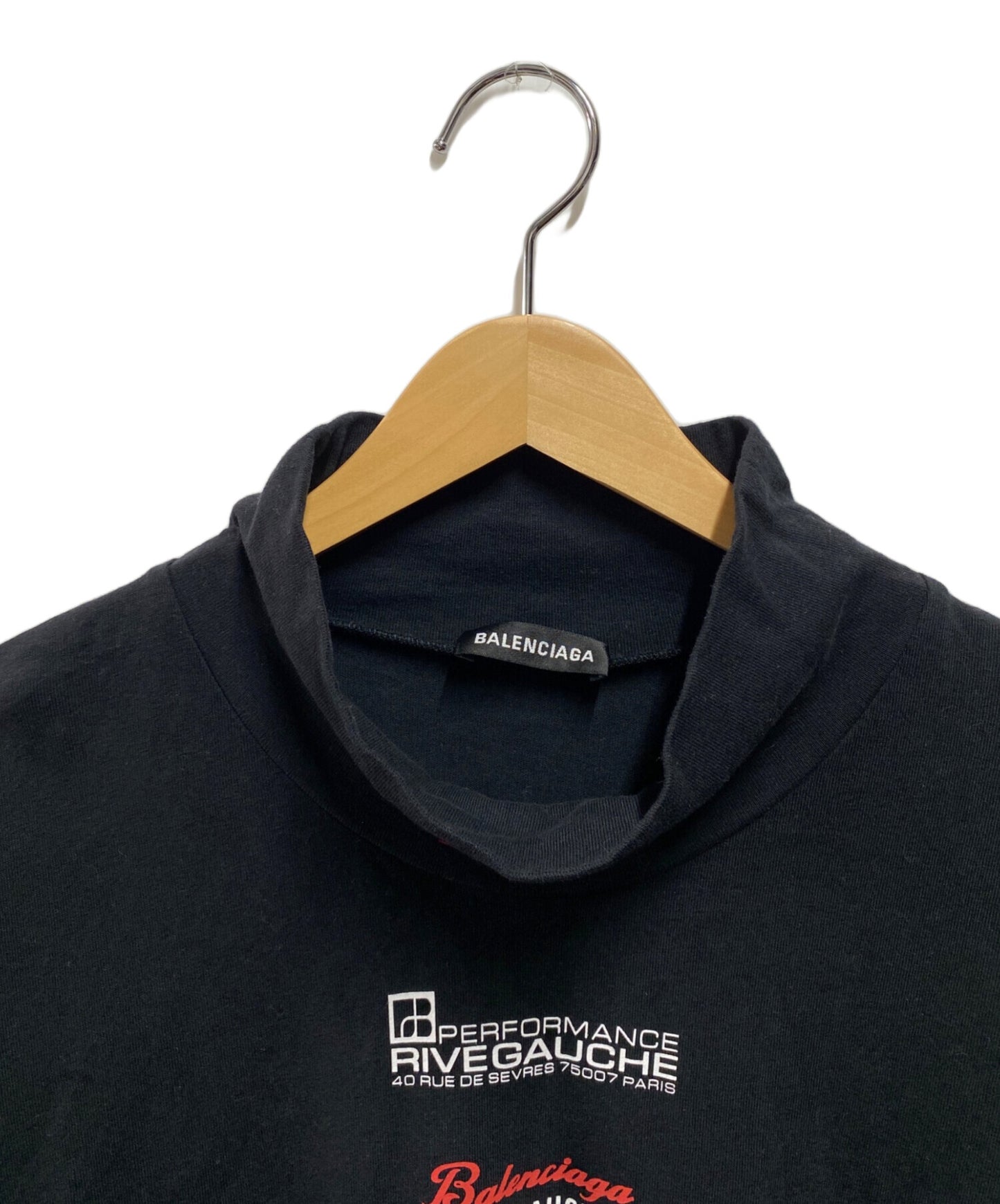 [Pre-owned] BALENCIAGA MULTI LOGO HI-NECK OVERSIZED LS TEE 594582 TGV79