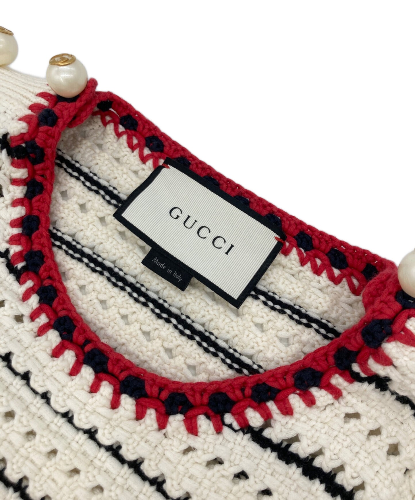 [Pre-owned] GUCCI Faux pearl knit top 434203-X7448