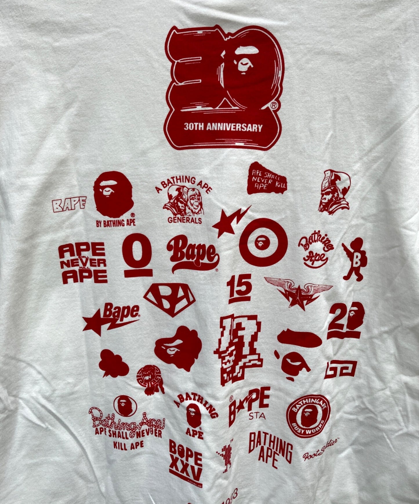 [Pre-owned] A BATHING APE 30th Anniversary Logo Print T-Shirt 001TEJ701002F