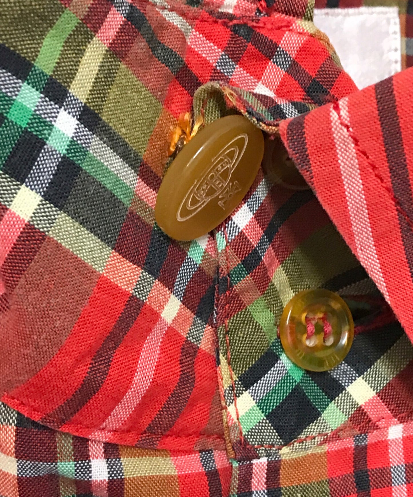 [Pre-owned] Vivienne Westwood Orb Embroidered Flared Check Shirt Vivienne Westwood Vivienne Westwood High Neck Made in Italy Orb Button