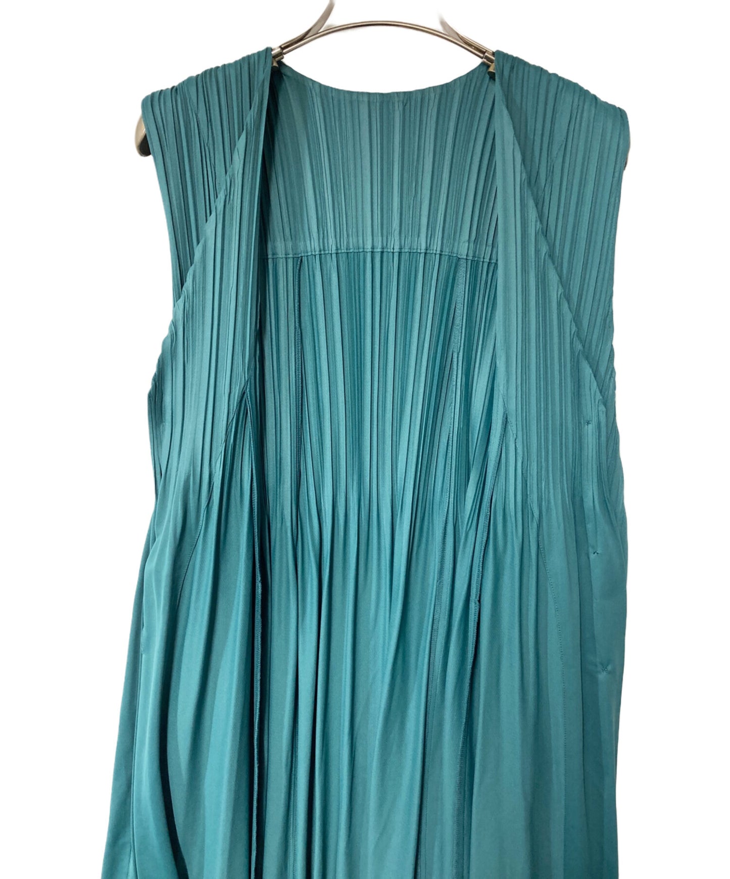 [Pre-owned] PLEATS PLEASE Pleated flared V-neck sleeveless dress PLEATS PLEASE PLEATS PLEASE PP73-JE503 green PP73-JE503