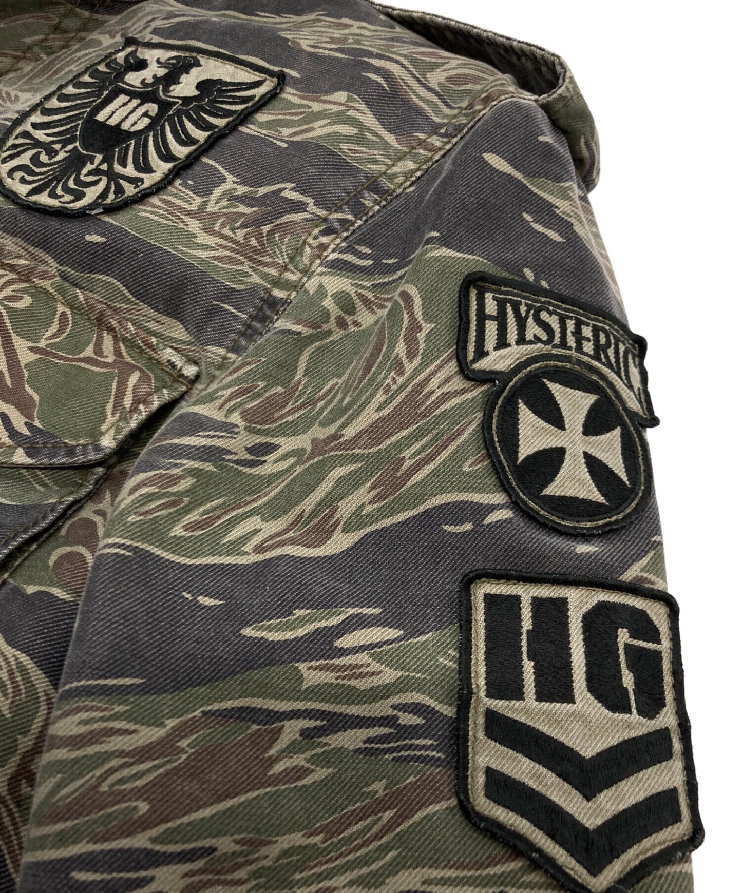 [Pre-owned] Hysteric Glamour Tiger camo military jacket with liner Hysteric Glamour Hysteric Glamour Olive 4AB-1012 with patch hood 4AB-1012