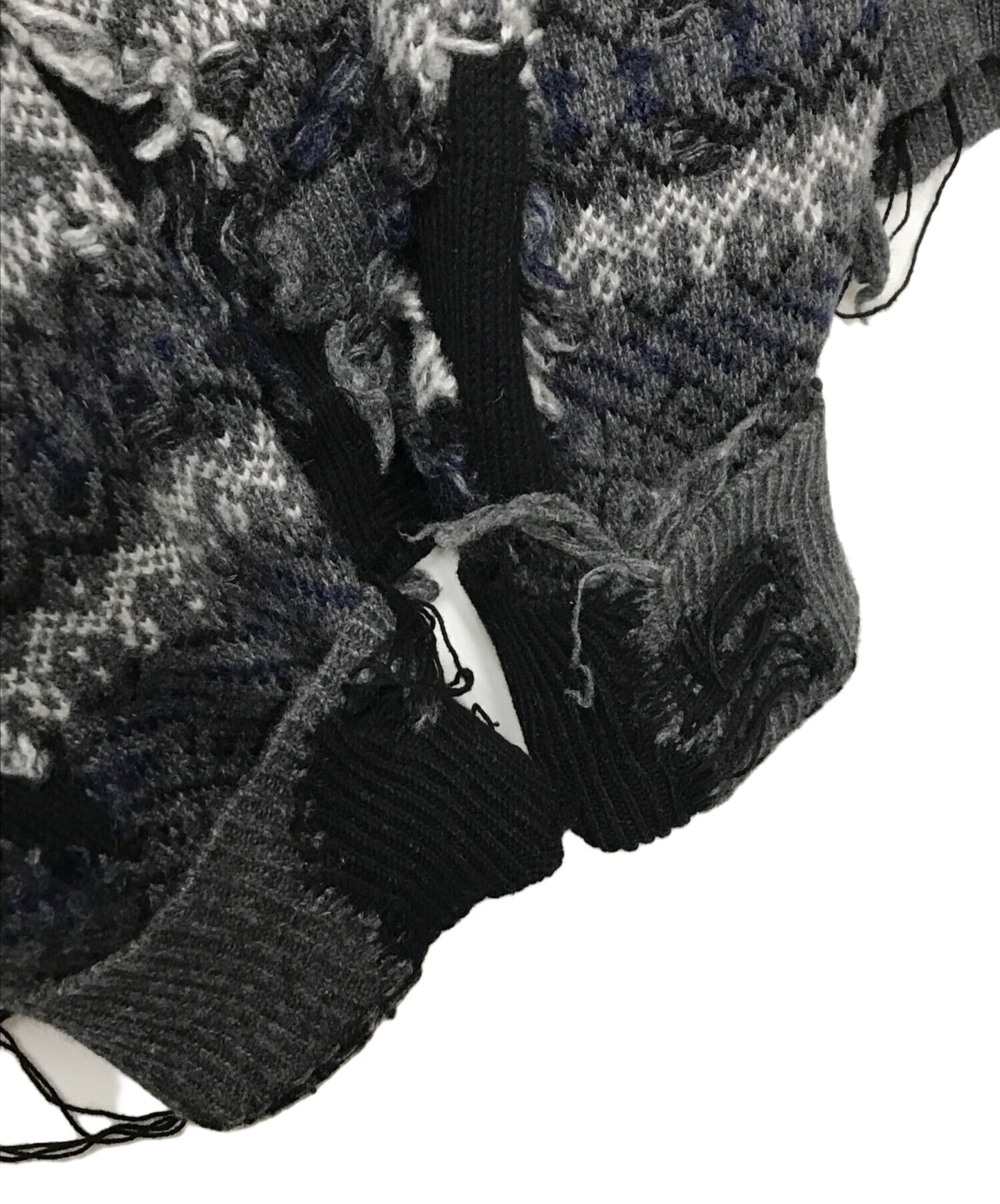 [Pre-owned] BALENCIAGA Destroy Damage Knit Grey x Black Grey x Black JP57 2021 00115 663872 T1609 Logo Embroidery UNIFIT 663872 T1609