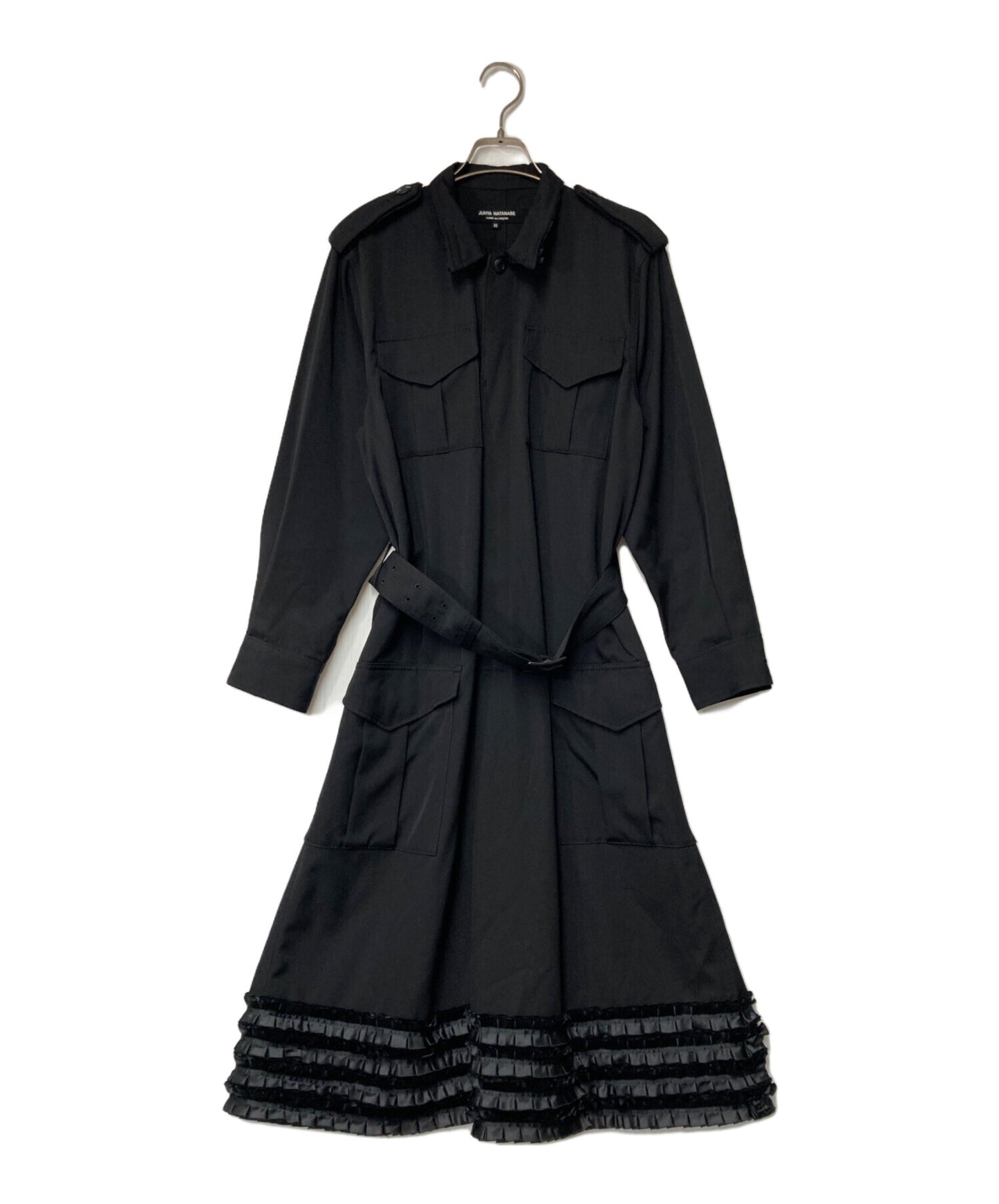 [Pre-owned] JUNYA WATANABE COMME des GARCONS Ruffle Military Design Wool Dress Long Dress with Belt Archived AD2006 JR-O024