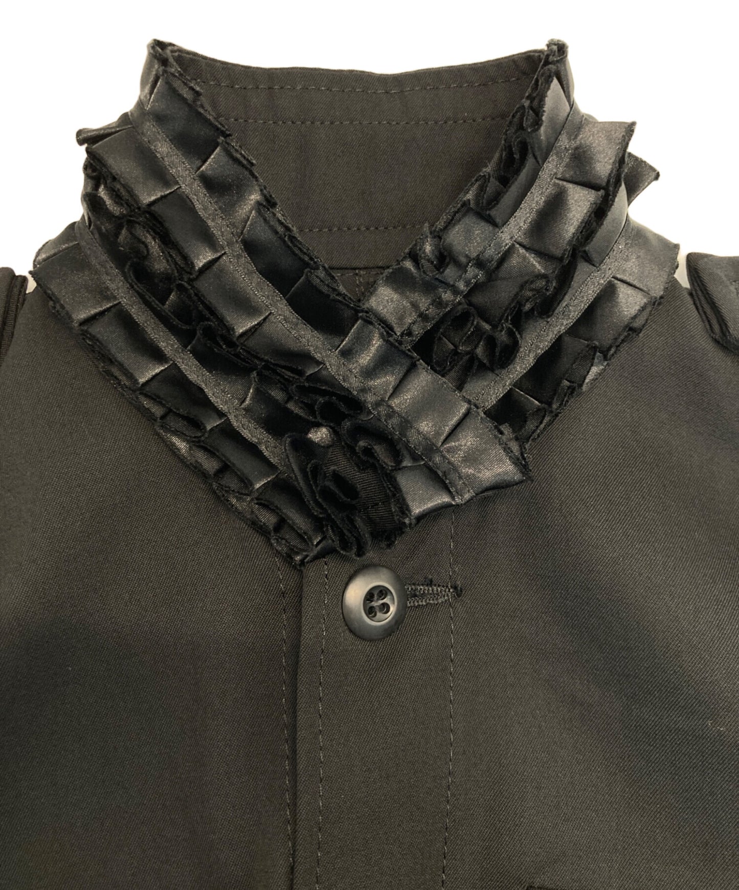 [Pre-owned] JUNYA WATANABE COMME des GARCONS Ruffle Military Design Wool Dress Long Dress with Belt Archived AD2006 JR-O024